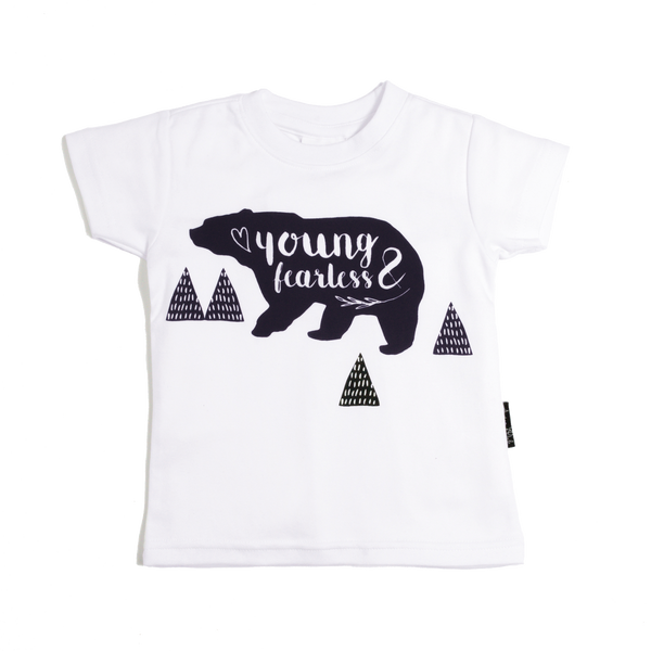Young & Fearless Organic Cotton Tee White - Little Branches Boutique 