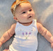 Hand Embroidered White Lavender Baby Singlet - Little Branches Boutique 