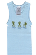 Hand Embroidered Blue Frog Singlet - Little Branches Boutique