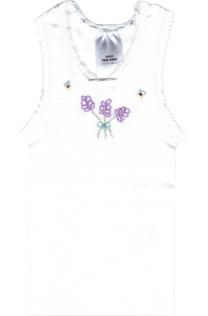 Hand Embroidered White Lavender Baby Singlet - Little Branches Boutique