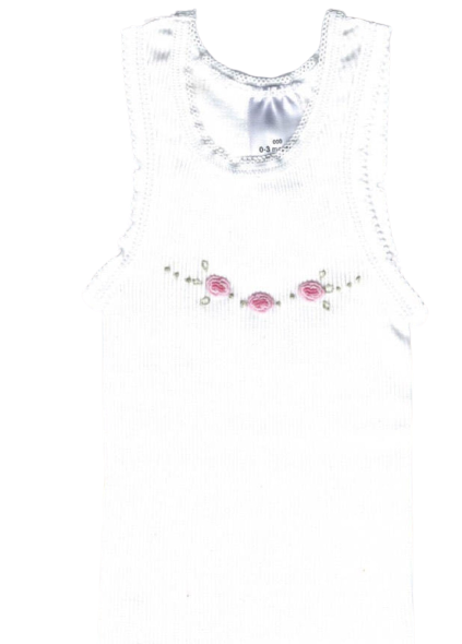 Hand Embroidered White Rose Baby Singlet - Little Branches Boutique