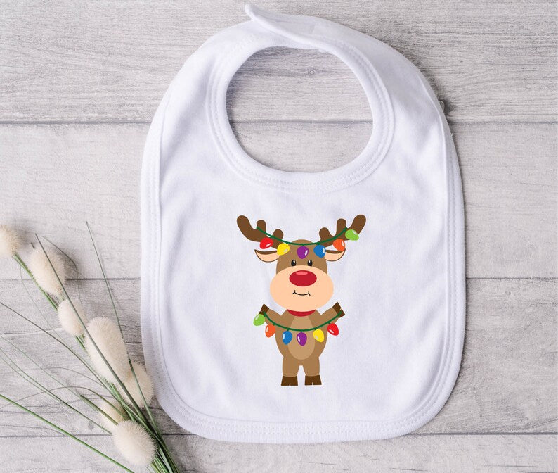 Reindeer Christmas Lights Bib