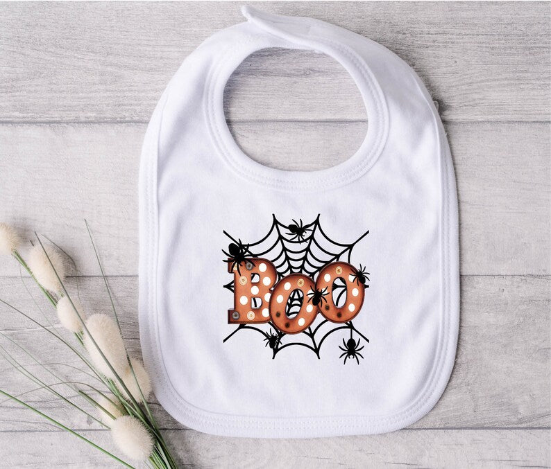 Spider Boo Halloween Bib