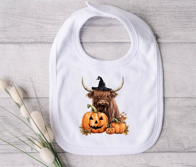 Halloween Highland Cow Bib