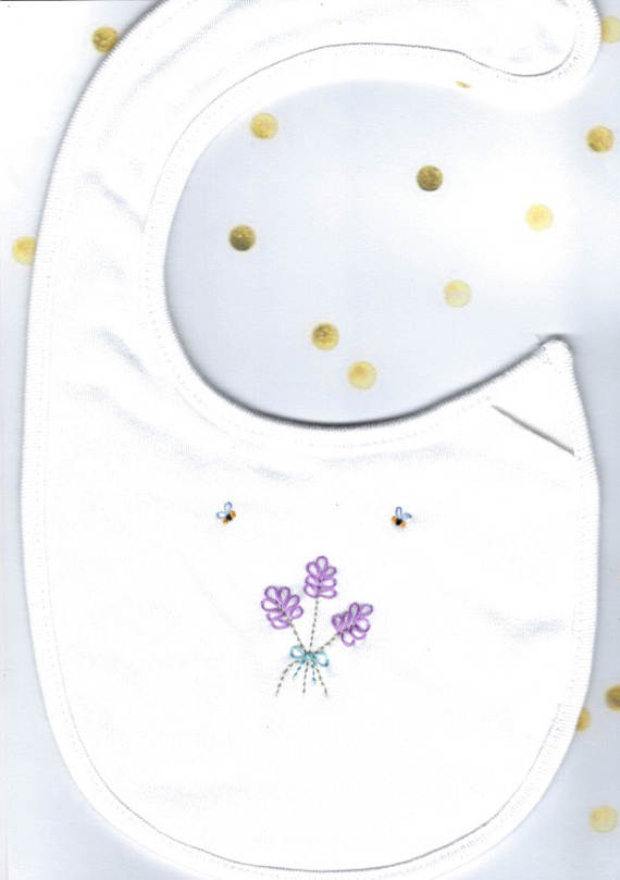Hand Embroidered Lavender Bib - Little Branches Boutique