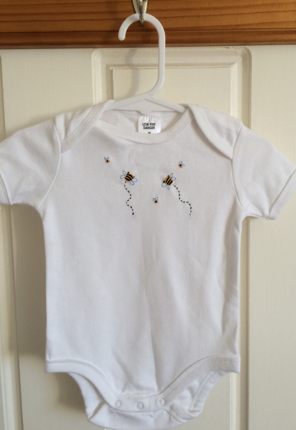 Hand Embroidered Short Sleeve Bee Onesie - Little Branches Boutique 