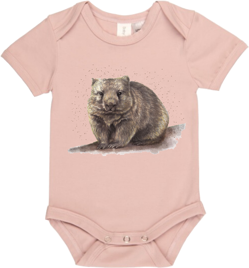 Walt The Wombat Dusk Pink Onesie - Little Branches Boutique 