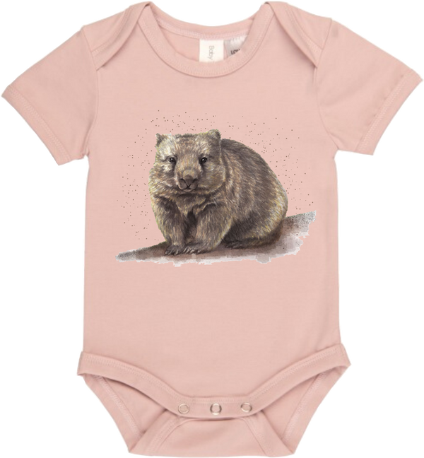 Walt The Wombat Dusk Pink Onesie - Little Branches Boutique 