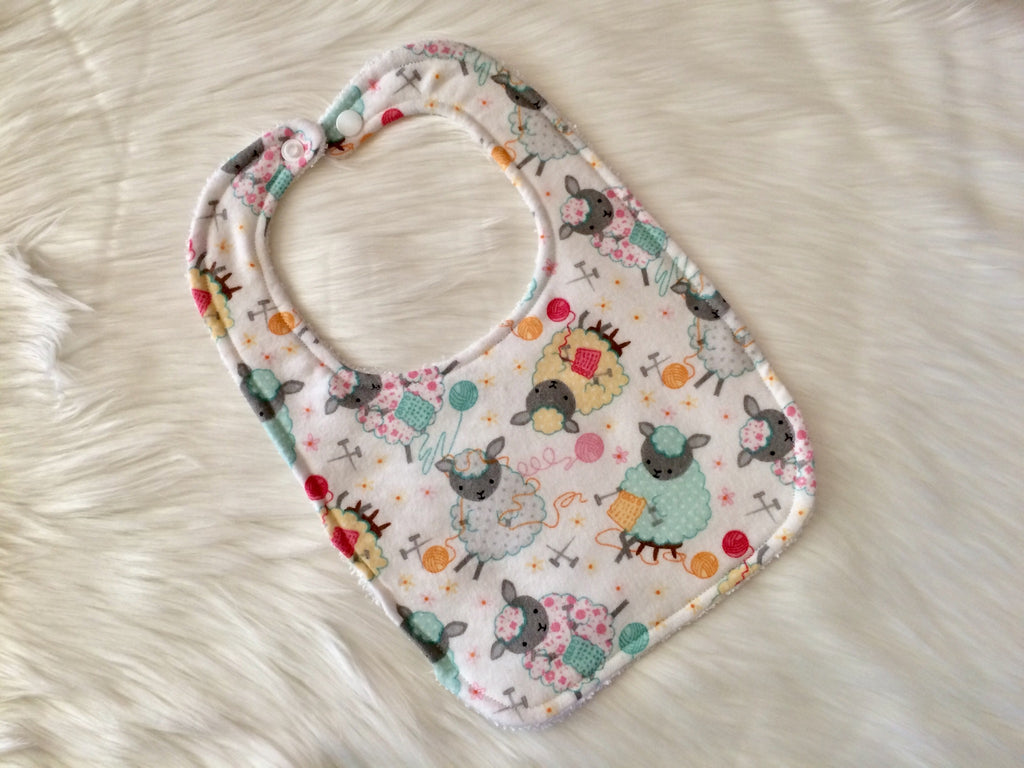 Knitting Sheep Bib - Little Branches Boutique 